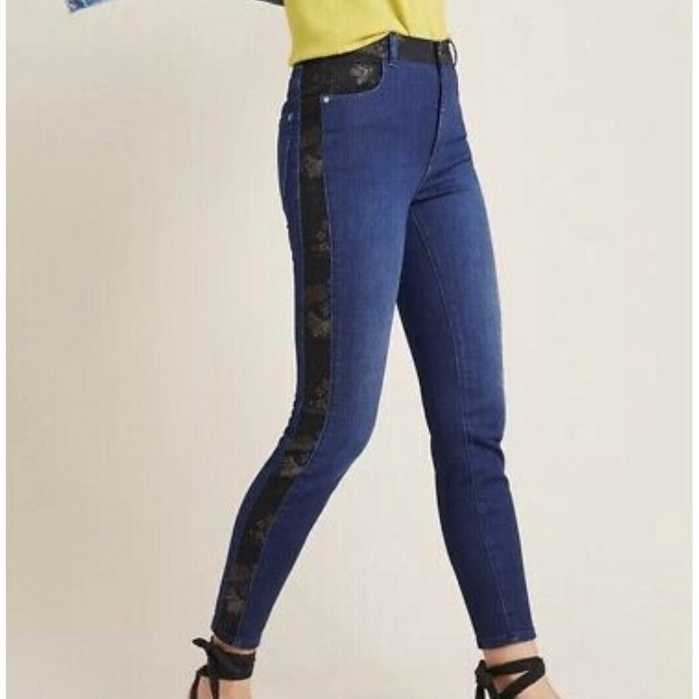 Anthropologie Pilcro Ultra High-Rise Floral Contrast Skinny Jeans Size 27